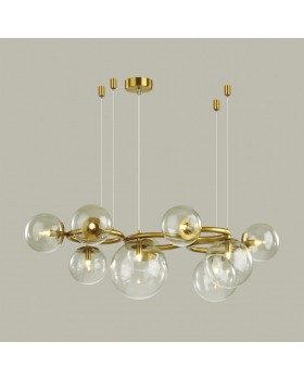 4276/9 MODERN ODL21 397 прозр/стекло/золотистый Подвесной светильник IP20 G9 9*40W NUVOLA-foto4