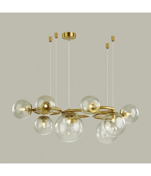 4276/9 MODERN ODL21 397 прозр/стекло/золотистый Подвесной светильник IP20 G9 9*40W NUVOLA-foto4