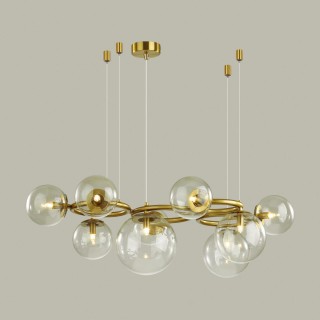 4276/9 MODERN ODL21 397 прозр/стекло/золотистый Подвесной светильник IP20 G9 9*40W NUVOLA-foto4