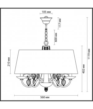 3921/4 CLASSIC ODL18 496 бронза/ткань/стекло Люстра IP20 E14 4*40W 220V NIAGARA-foto2