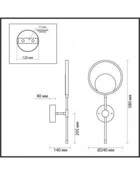 4322/15WL MIDCENT ODL22 167 металл/черный с бронзой Настенный светильник IP20 LED 15W 957Лм 3000K DENZEL-foto2