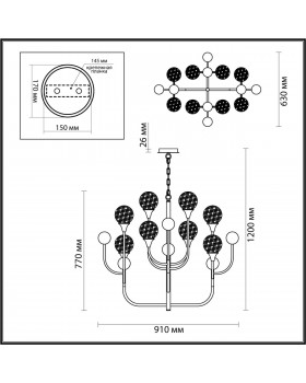 4785/8 HALL ODL21 459 золото/серебрист./металл//стекло Люстра E14 8*40W KELLI-foto2