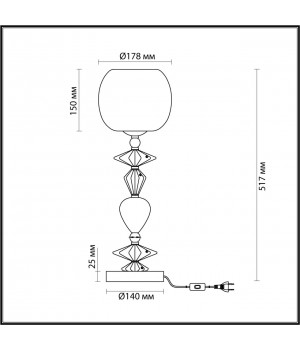 4893/1T CLASSIC ODL_EX22 71 хром/раноцветн./керамика/стекло Настольная лампа E14 1*40W 4893/1T BIZET-foto2