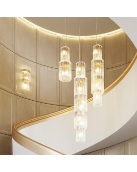 4938/7 HALL (В 2-Х КОРОБКАХ) ODL22 438 матов.золотой/прозрачный/стекло/ Люстра E14 7*40W MERKALE-foto3