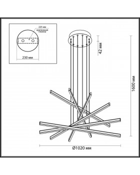 3890/96L L-VISION ODL20 146 черный/металл Подвесной светильник LED 4000K 96W 220V RUDY-foto2