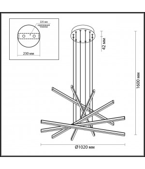 3890/96L L-VISION ODL20 146 черный/металл Подвесной светильник LED 4000K 96W 220V RUDY-foto2