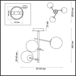 4454/3C MODERNI LN20 092 хром, разноцветный Люстра потолочная E14 3*40W 220V SIERRA-foto2