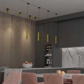 370771 PORT NT21 085 золото Светильник трековый однофазный трехжильный, провод 1м IP20 GU10 50W 220V MAIS-foto3