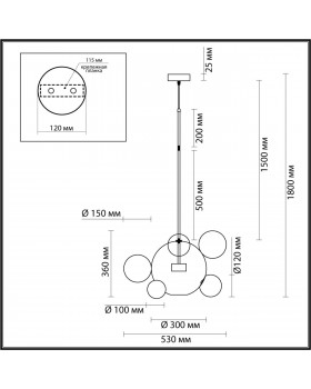 4802/12LB L-VISION ODL21 325 хром/прозрачный Подвес LED 12W 4000K BUBBLES-foto2