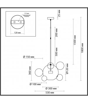 4802/12LB L-VISION ODL21 325 хром/прозрачный Подвес LED 12W 4000K BUBBLES-foto2
