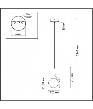 3915/9L L-VISION ODL20 159 золот/металл Подвесн. св-ник с сенс. управл LED 4000K 5W+3.5W 220V ELON-foto2