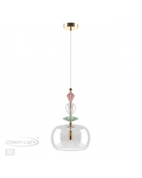4855/1A CLASSIC ODL_EX21 67 золото/разноцветн./керамика/стекло Подвес E14 1*40W BIZET-foto5