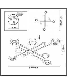 4321/55CL MIDCENT ODL22 169 металл/черный с бронзой Потолочный светильник IP20 LED 55W 2615Лм DENZEL-foto2