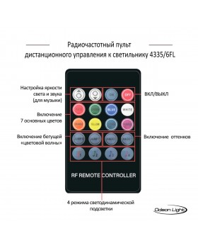 4335/6FL HIGHTECH ODL22 116 чёрный Напольный светильник c ПДУ IP20 LED 6W RGBW 1125Лм 3000K FILLINI (микрофон и динамик в комплекте)-foto6