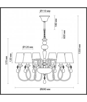 4723/6 CLASSIC ODL20 453 золотой/белый Люстра E14 6*40W 220V MEKI-foto2