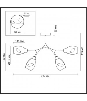 4563/4C MODERNI LN21 123 черный, золотой Люстра потолочная E14 4*40W 220V FAWN-foto2
