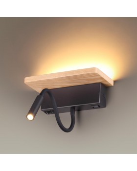 3868/8WL HIGHTECH ODL19 272 св.дерево/дерево Настен.светильник LED 8W 560Лм 3000К USB зарядка WOODY-foto4