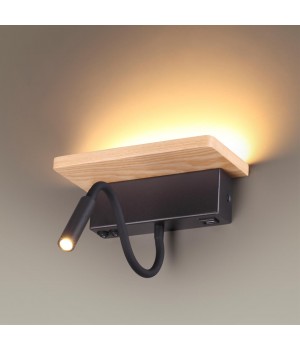 3868/8WL HIGHTECH ODL19 272 св.дерево/дерево Настен.светильник LED 8W 560Лм 3000К USB зарядка WOODY-foto4