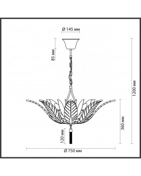 4838/8 HALL ODL21 407 золотистый/стекло/металл.цепочки Люстра E14 8*40W FLOWERI-foto2
