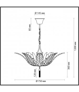 4838/8 HALL ODL21 407 золотистый/стекло/металл.цепочки Люстра E14 8*40W FLOWERI-foto2