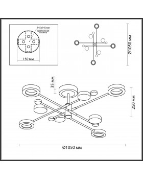4321/63CL MIDCENT ODL22 169 металл/черный с бронзой Потолочный светильник IP20 LED 58W 2622Лм DENZEL-foto2