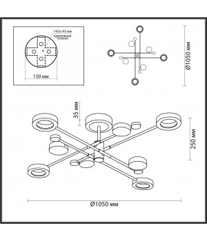 4321/63CL MIDCENT ODL22 169 металл/черный с бронзой Потолочный светильник IP20 LED 58W 2622Лм DENZEL-foto2