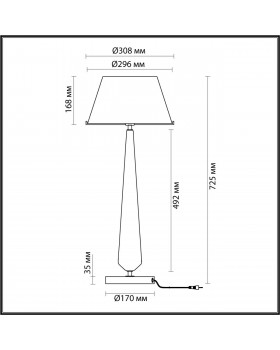 4852/1T STANDING ODL_EX21 55 черный/коричневый/стекло Высокая Лампа выкл. на базе E27 1*60W TOWER-foto2