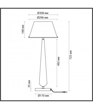 4852/1T STANDING ODL_EX21 55 черный/коричневый/стекло Высокая Лампа выкл. на базе E27 1*60W TOWER-foto2