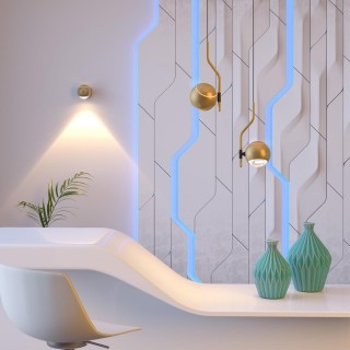 3915/9WL L-VISION ODL20 117 золот/металл Настен.св-ник с сенс управл LED 4000K 5W+3.5W 220V ELON-foto3