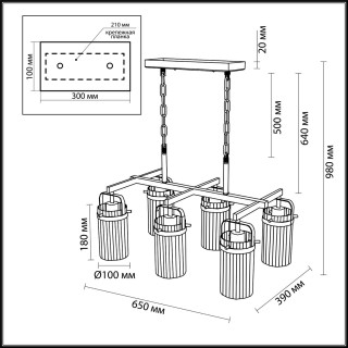 4653/6 COUNTRY ODL20 489 черный/золотой/прозрачный Люстра E27 6*60W 220V KOVIS-foto2