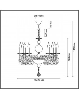 4601/8 CLASSIC ODL19 460 хром/дымчатый/хрусталь Люстра E14 8*40W IRIA-foto2