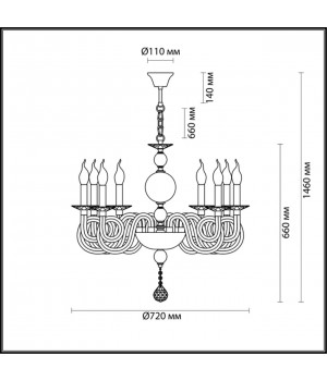 4601/8 CLASSIC ODL19 460 хром/дымчатый/хрусталь Люстра E14 8*40W IRIA-foto2