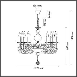 4601/8 CLASSIC ODL19 460 хром/дымчатый/хрусталь Люстра E14 8*40W IRIA-foto2