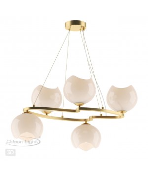 4873/5 MODERN ODL_EX22 83 золотой/белый/стекло Люстра E14 5*40W WATERLILY-foto5