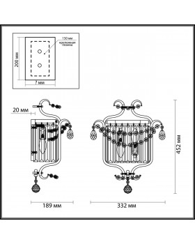 4686/2W CLASSIC ODL20 456 серебристый/хрусталь Бра E14 2*40W 220V SHARM-foto2
