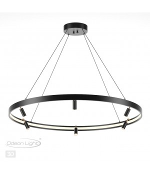 4317/93L HIGHTECH ODL22 149 металл/черный с золотом Подвесной светильник с пультом ДУ и доп. креплением IP20 LED 63W+37W 2656Лм 3000-6000K FONDA-foto5