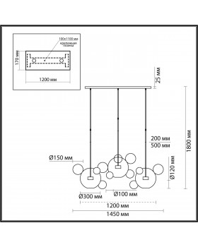 4640/36L L-VISION (В 3-Х КОРОБКАХ) ODL21 331 золотой/прозрачный Люстра LED 36W 4000K BUBBLES-foto2