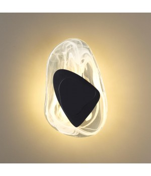 4313/9WL MIDCENT ODL22 175 стекло с эффектом льда/черный металл Настенный светильник IP20 LED 11W 275Лм 3000K ICY-foto3