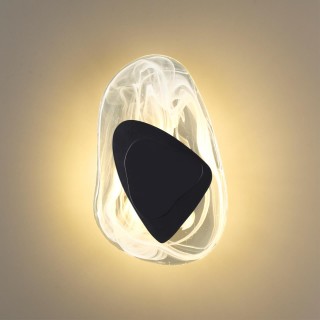 4313/9WL MIDCENT ODL22 175 стекло с эффектом льда/черный металл Настенный светильник IP20 LED 11W 275Лм 3000K ICY-foto3