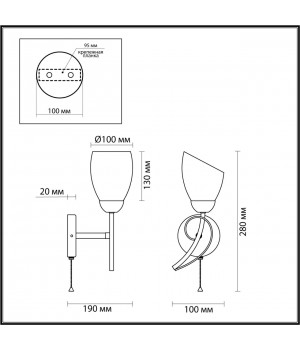 4592/1W COMFI черный, бронза Бра с выкл. E27 40W 220V ELIANA.-foto2