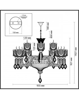 4002/12 CLASSIC ODL18 282 зол/прозрачн/шампань Люстра IP20 E14 12*40W 220V CORSA-foto2