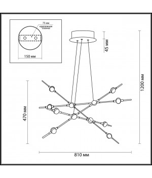 3906/48L L-VISION ODL20 139 золотистый/металл Подвесной светильник LED 4000K 48W 220V COSTELLA-foto2