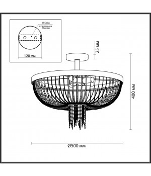 4560/5C LOFTI LN21 162 черный, латунь Люстра потолочная E14 5*40W 220V ELVIS-foto2
