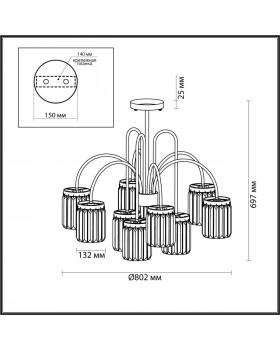 4987/9C CLASSIC ODL22 491 золотой/хрусталь Люстра потолочная E14 9*40W VASSA-foto2