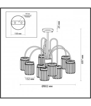 4987/9C CLASSIC ODL22 491 золотой/хрусталь Люстра потолочная E14 9*40W VASSA-foto2