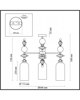 4855/3C CLASSIC ODL_EX21 65 золото/разноцветн./керамика/стекло Люстра потолочная E14 3*40W BIZET-foto2