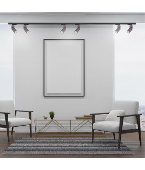 370589 PORT NT19 107 серебристый черный Светильник трековый однофазный трехжильный IP20 GU10 50W 220-240V ELITE-foto3