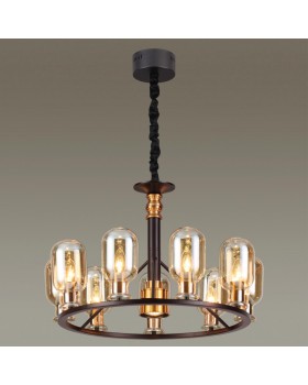 4700/9 COUNTRY ODL20 484 черный/бронзовый/янтарный Люстра E14 9*40W + GU10 1*50W 220V GRIF-foto3