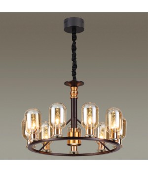 4700/9 COUNTRY ODL20 484 черный/бронзовый/янтарный Люстра E14 9*40W + GU10 1*50W 220V GRIF-foto3