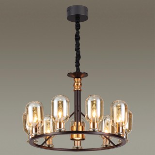 4700/9 COUNTRY ODL20 484 черный/бронзовый/янтарный Люстра E14 9*40W + GU10 1*50W 220V GRIF-foto3